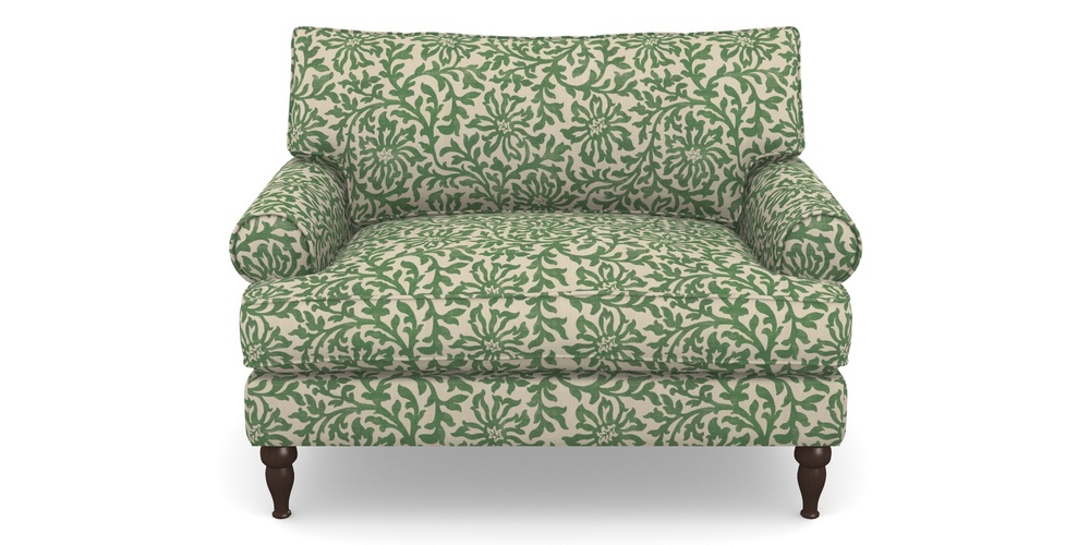 Product photograph of Cooksbridge Snuggler In V A Brompton Collection - Floral Scroll - Basil from Sofas and Stuff Limited