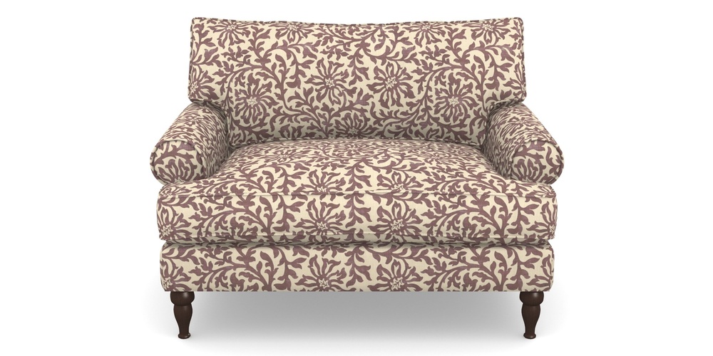 Product photograph of Cooksbridge Snuggler In V A Brompton Collection - Floral Scroll - Cacao from Sofas and Stuff Limited