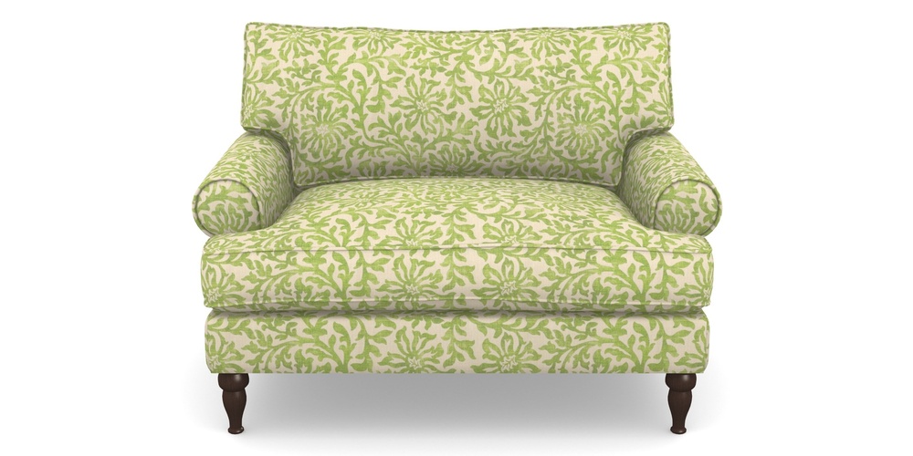 Product photograph of Cooksbridge Snuggler In V A Brompton Collection - Floral Scroll - Lime from Sofas and Stuff Limited