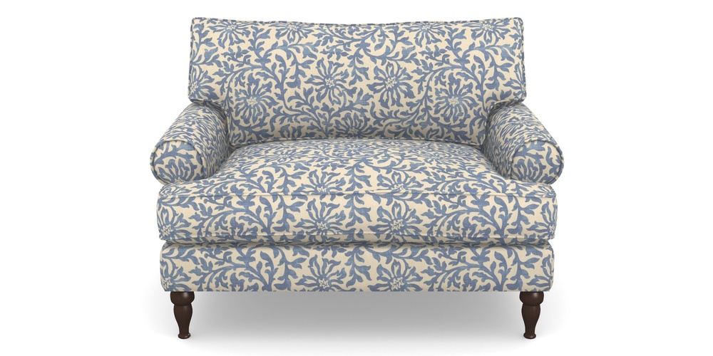 Product photograph of Cooksbridge Snuggler In V A Brompton Collection - Floral Scroll - Morning Blue from Sofas and Stuff Limited