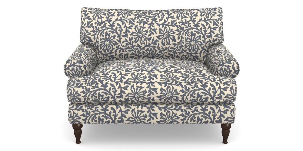 Product photograph of Cooksbridge Snuggler In V A Brompton Collection - Floral Scroll - Midnight Blue from Sofas and Stuff Limited