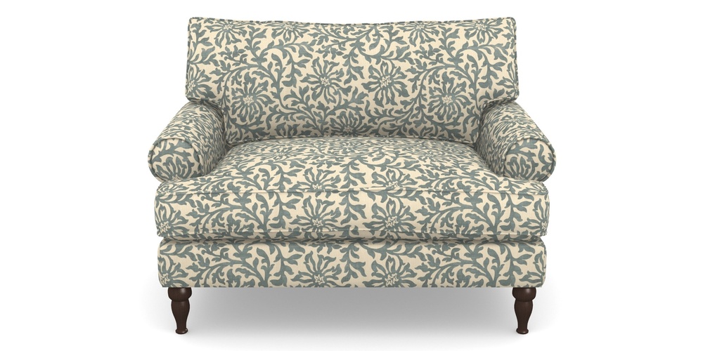 Product photograph of Cooksbridge Snuggler In V A Brompton Collection - Floral Scroll - Pebble from Sofas and Stuff Limited