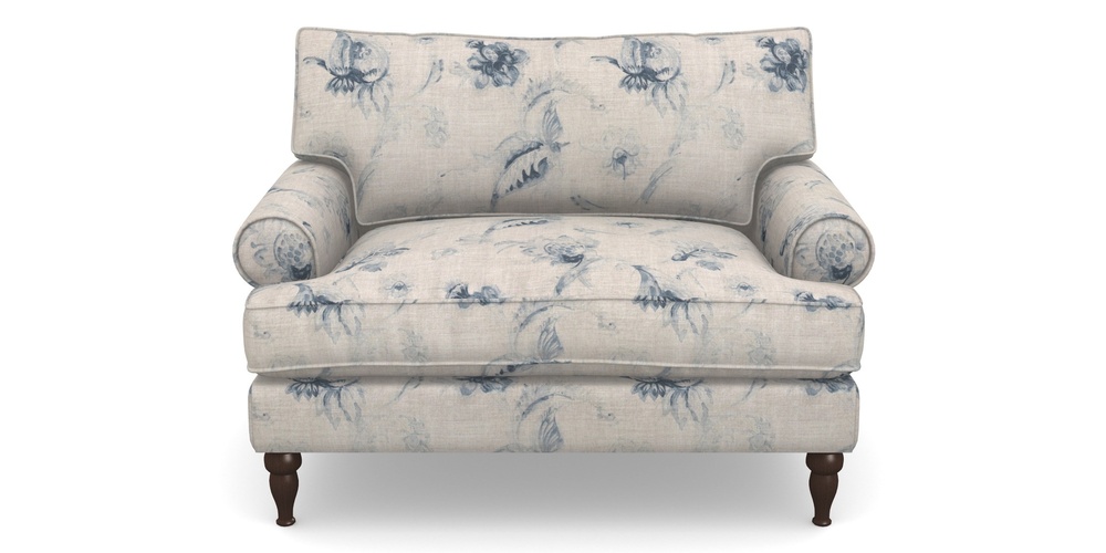 Product photograph of Cooksbridge Snuggler In Floral Linen - Lela Mystery Indigo from Sofas and Stuff Limited