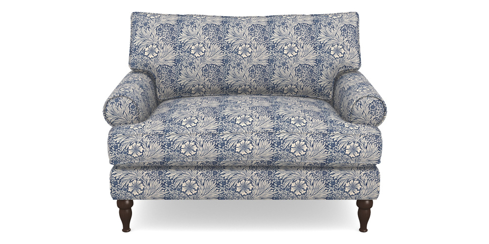 Product photograph of Cooksbridge Snuggler In William Morris Collection - Marigold - Indigo Linen from Sofas and Stuff Limited