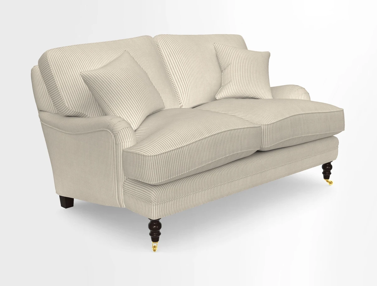 Coates 3 Seater Sofa in Mohair Velvet Indigo with Seat and Back Cushions in Gertrude Jekyll Meadow Flower Blue