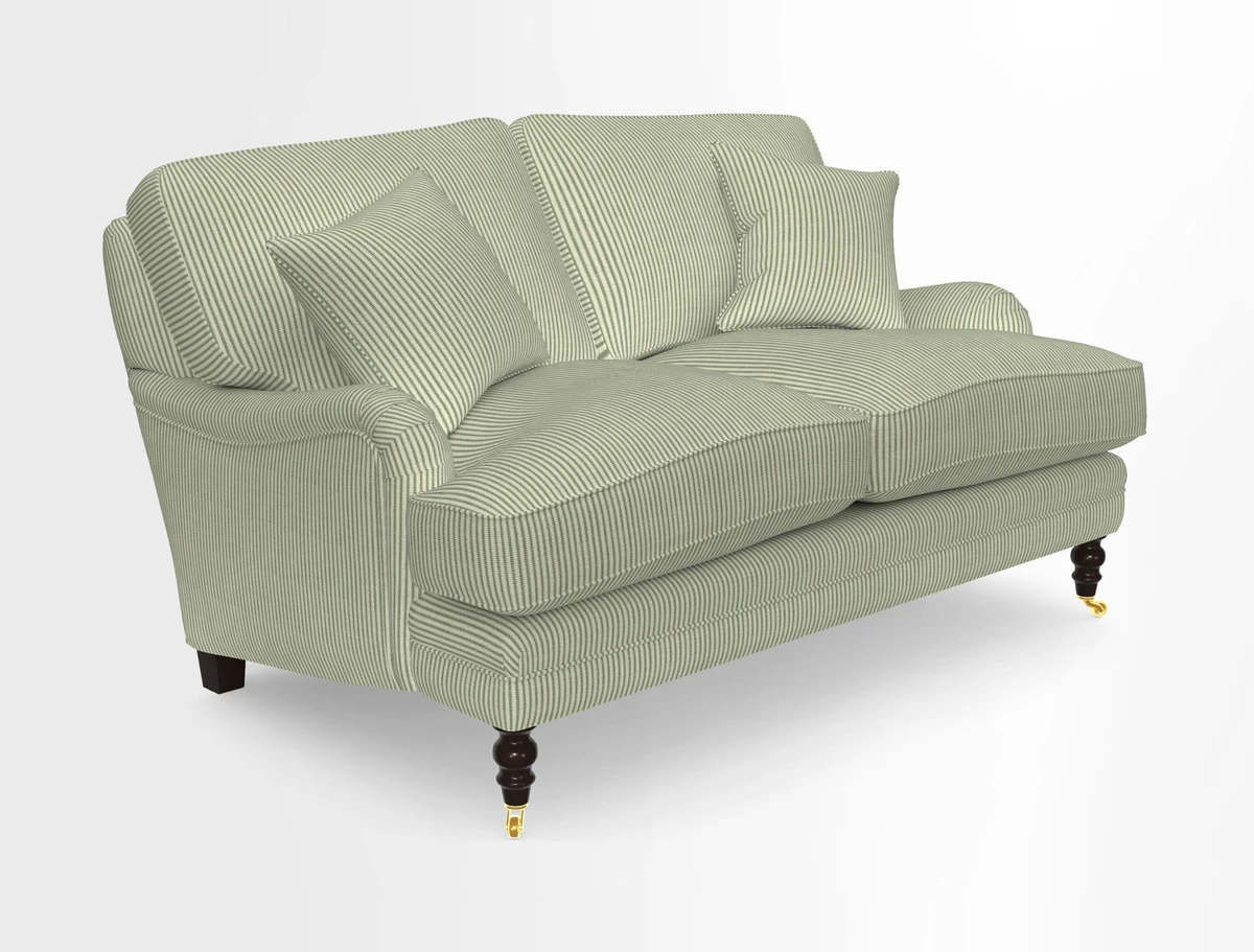 Coates 3 Seater Sofa in Mohair Velvet Indigo with Seat and Back Cushions in Gertrude Jekyll Meadow Flower Blue