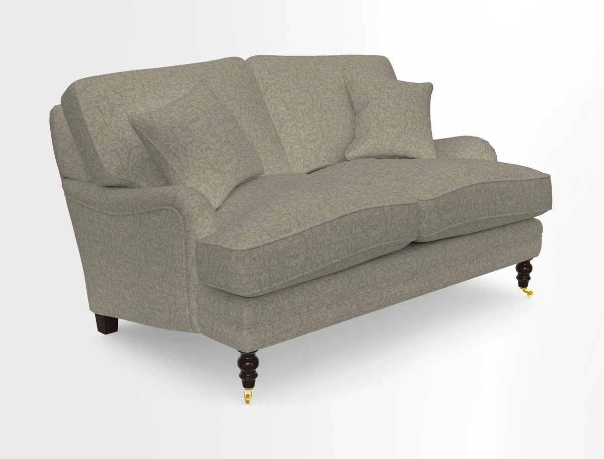 Coates 3 Seater Sofa in Mohair Velvet Indigo with Seat and Back Cushions in Gertrude Jekyll Meadow Flower Blue