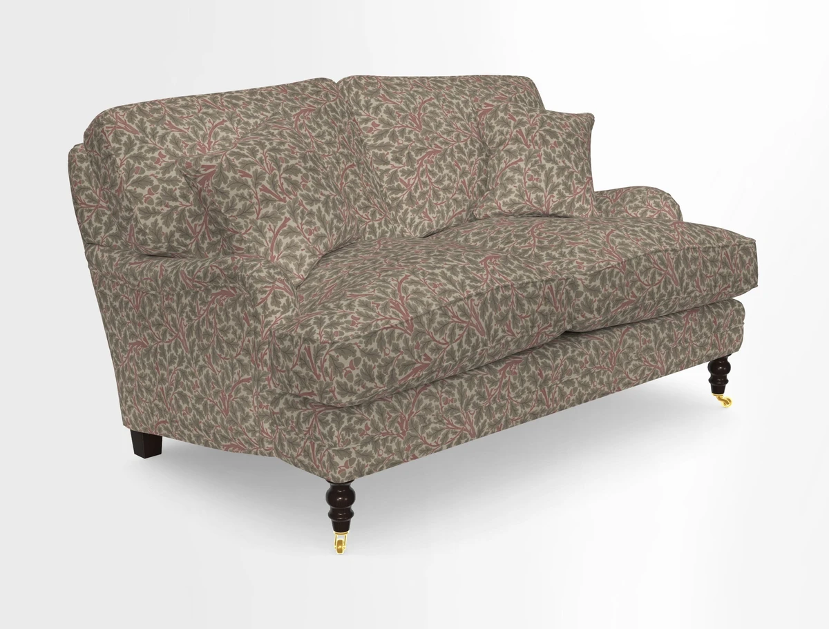 Coates 3 Seater Sofa in Mohair Velvet Indigo with Seat and Back Cushions in Gertrude Jekyll Meadow Flower Blue