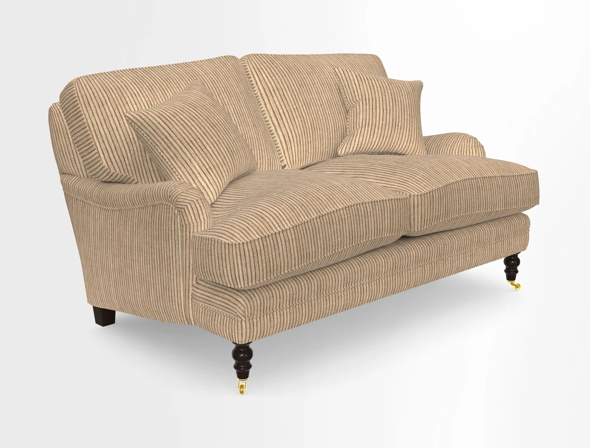 Coates 3 Seater Sofa in Mohair Velvet Indigo with Seat and Back Cushions in Gertrude Jekyll Meadow Flower Blue