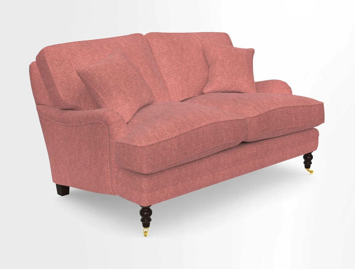 Coates 3 Seater Sofa in Mohair Velvet Indigo with Seat and Back Cushions in Gertrude Jekyll Meadow Flower Blue