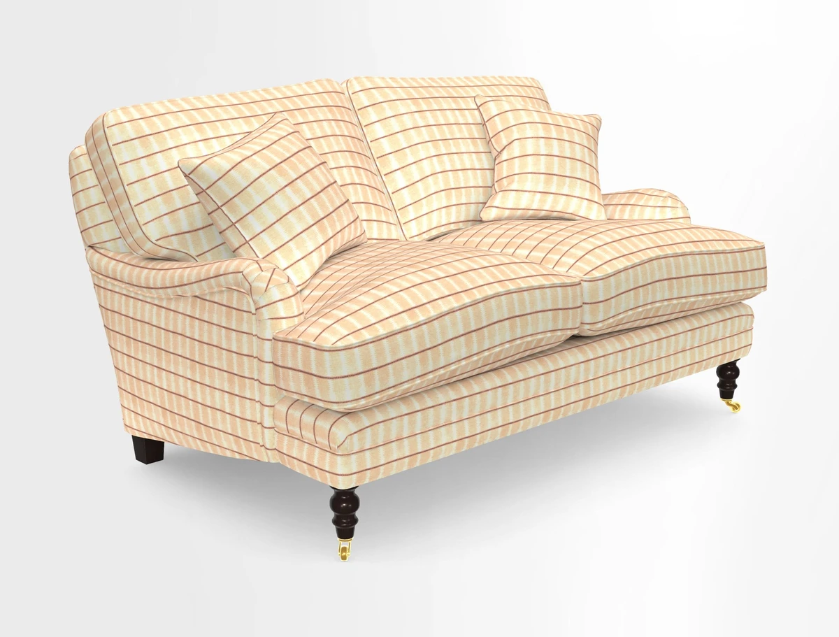 Coates 3 Seater Sofa in Mohair Velvet Indigo with Seat and Back Cushions in Gertrude Jekyll Meadow Flower Blue