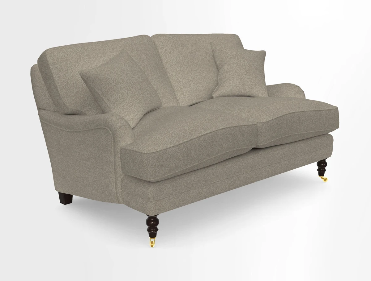 Coates 3 Seater Sofa in Mohair Velvet Indigo with Seat and Back Cushions in Gertrude Jekyll Meadow Flower Blue
