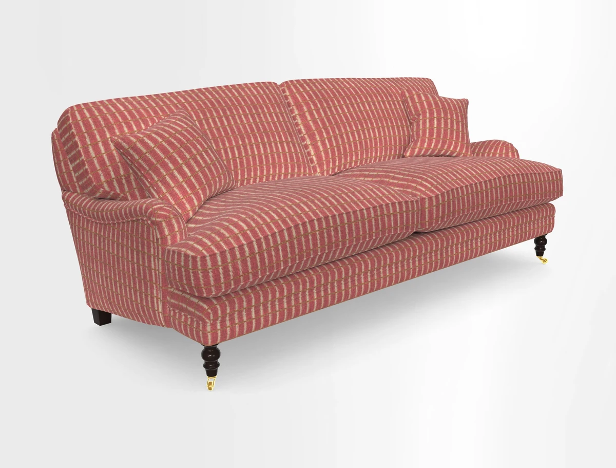 Coates 3 Seater Sofa in Mohair Velvet Indigo with Seat and Back Cushions in Gertrude Jekyll Meadow Flower Blue