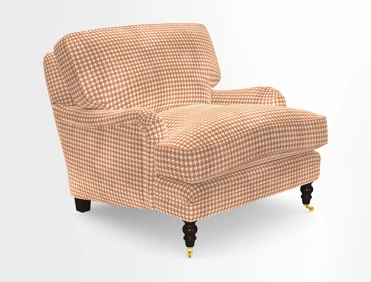 Coates Chair in RHS Gertrude Jekyll Lattice Blue with Seat and Back Cushions in Mohair Velvet Indigo