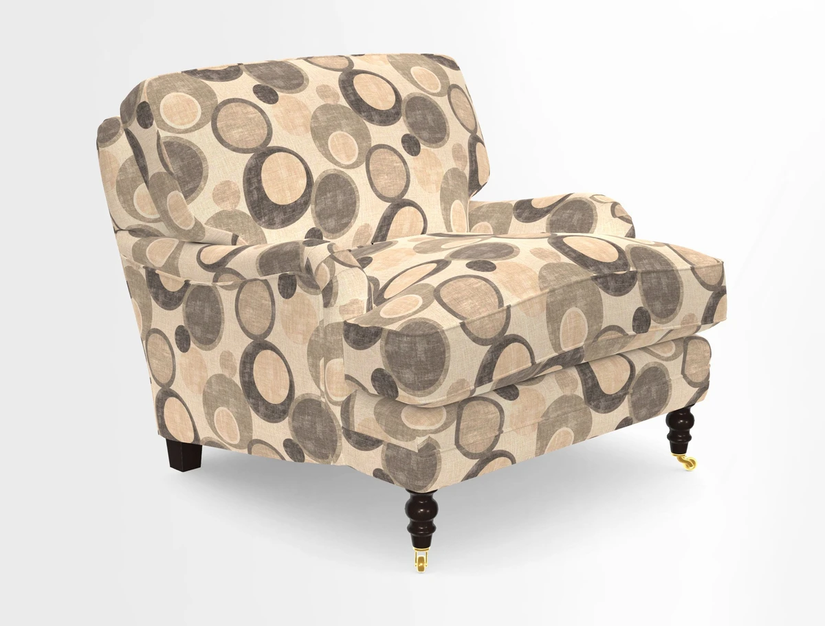 Coates Chair in RHS Gertrude Jekyll Lattice Blue with Seat and Back Cushions in Mohair Velvet Indigo