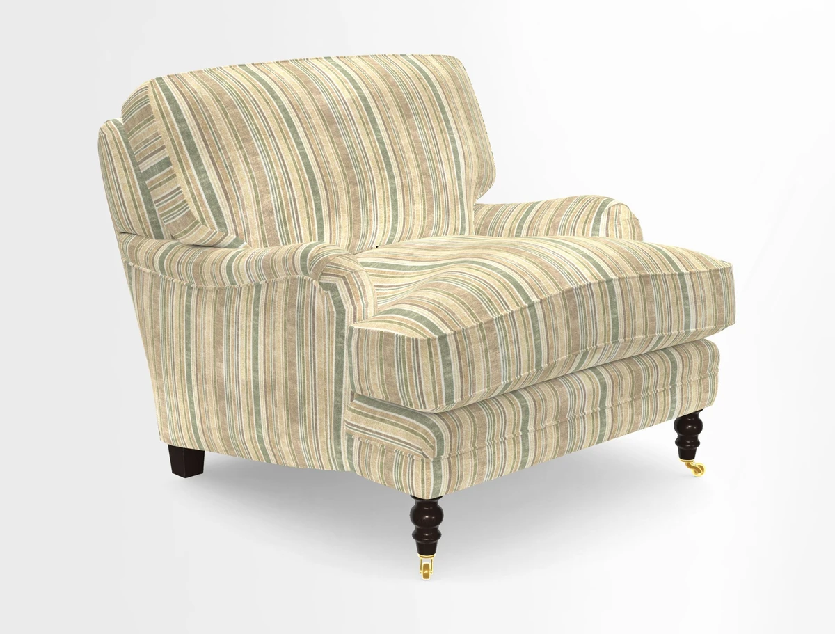Coates Chair in RHS Gertrude Jekyll Lattice Blue with Seat and Back Cushions in Mohair Velvet Indigo