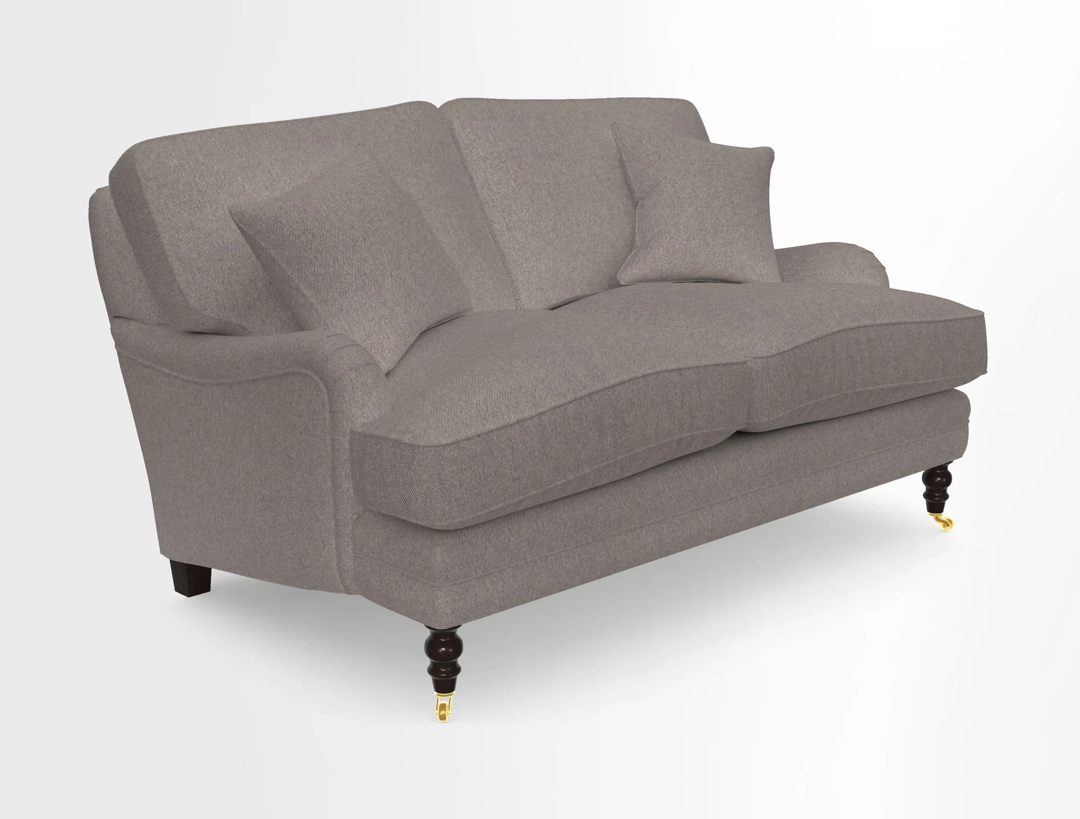 Coates 3 Seater Sofa in Mohair Velvet Indigo with Seat and Back Cushions in Gertrude Jekyll Meadow Flower Blue