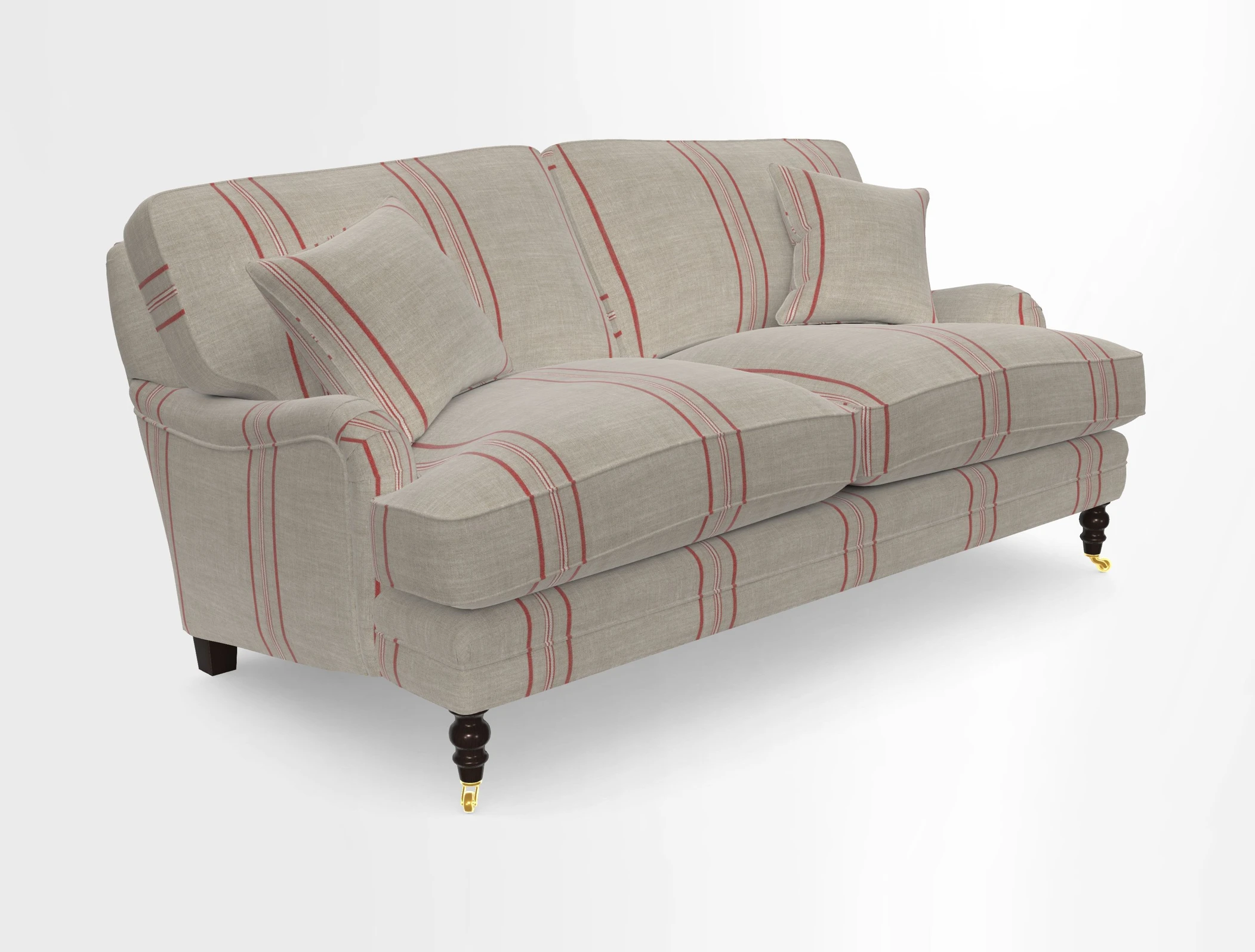 Coates 3 Seater Sofa in Mohair Velvet Indigo with Seat and Back Cushions in Gertrude Jekyll Meadow Flower Blue