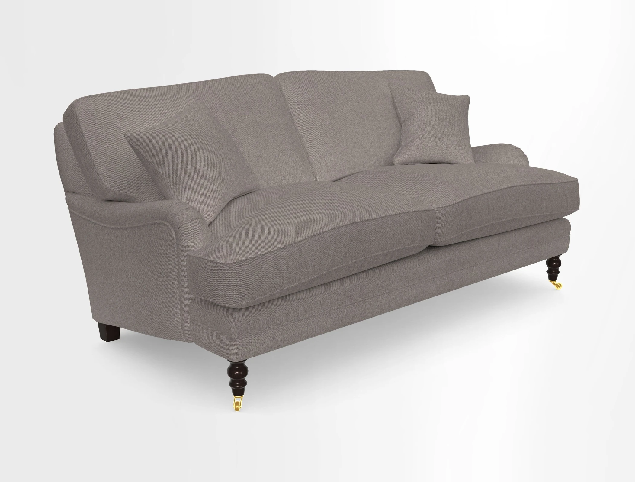 Coates 3 Seater Sofa in Mohair Velvet Indigo with Seat and Back Cushions in Gertrude Jekyll Meadow Flower Blue