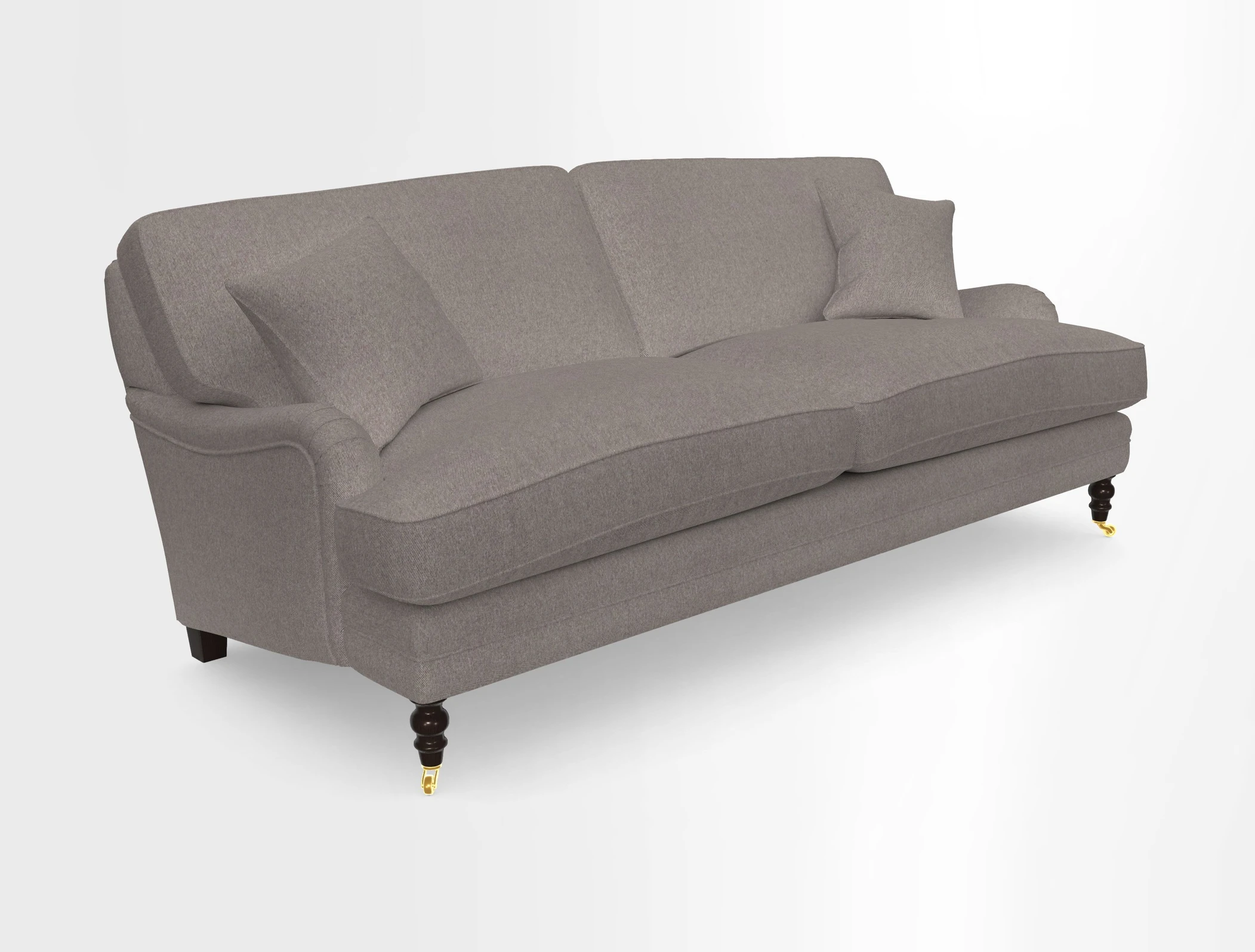 Coates 3 Seater Sofa in Mohair Velvet Indigo with Seat and Back Cushions in Gertrude Jekyll Meadow Flower Blue