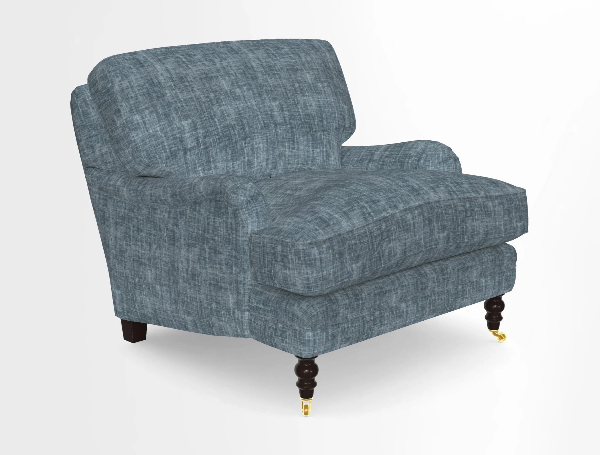 Coates Chair in RHS Gertrude Jekyll Lattice Blue with Seat and Back Cushions in Mohair Velvet Indigo