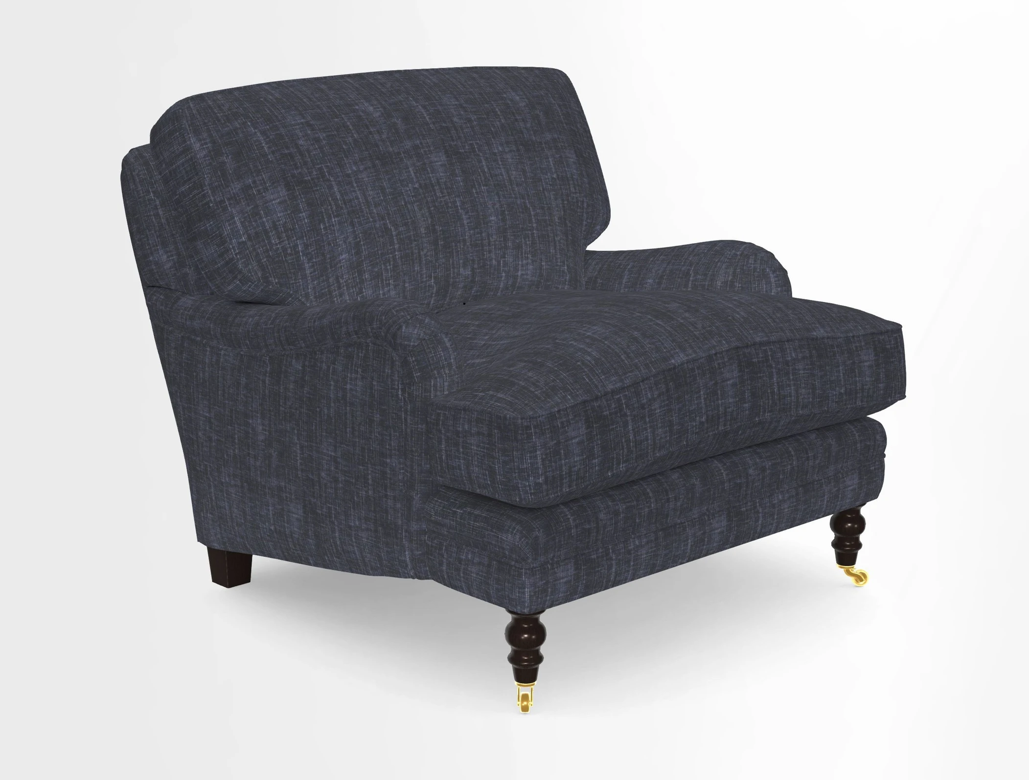 Coates Chair in RHS Gertrude Jekyll Lattice Blue with Seat and Back Cushions in Mohair Velvet Indigo