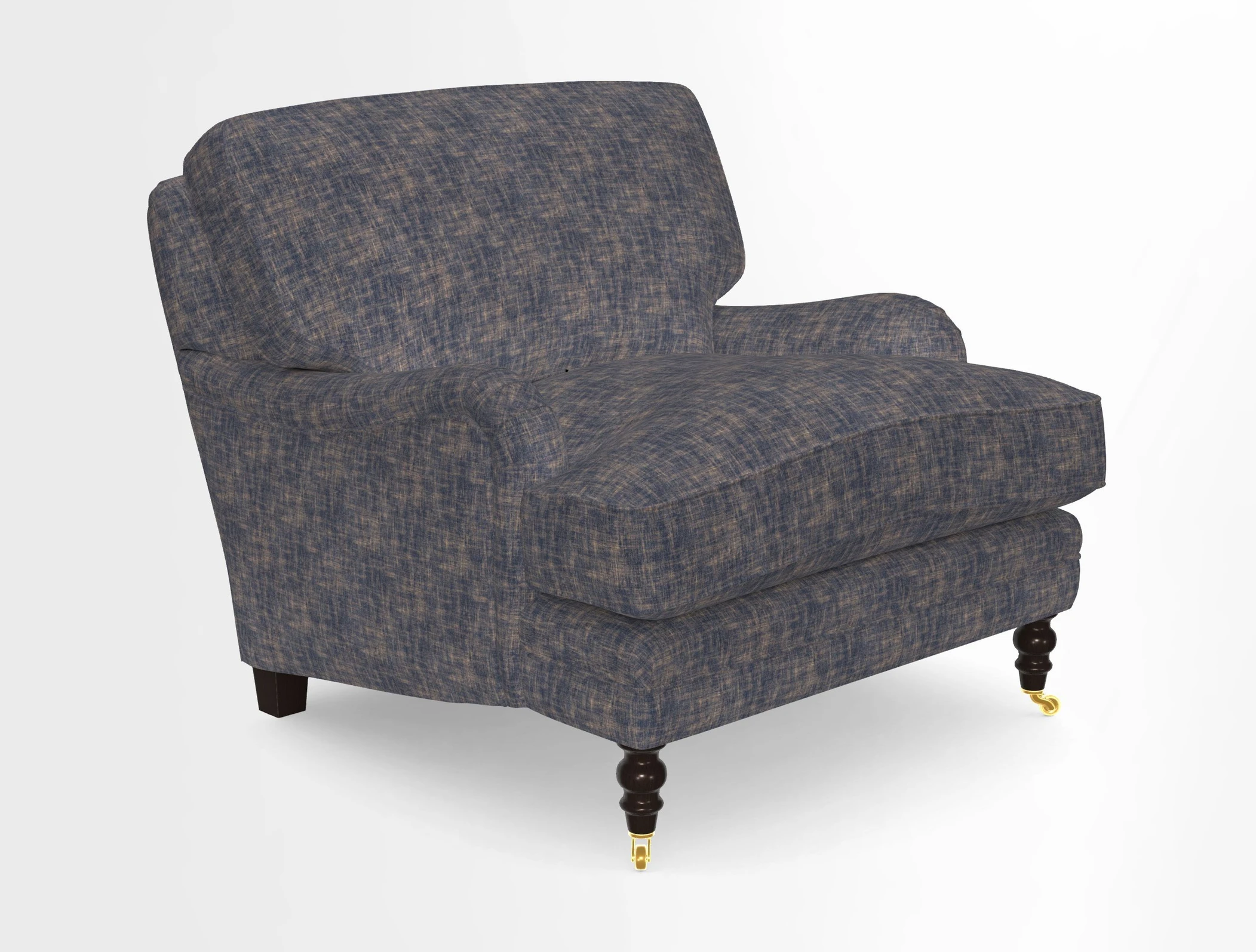 Coates Chair in RHS Gertrude Jekyll Lattice Blue with Seat and Back Cushions in Mohair Velvet Indigo