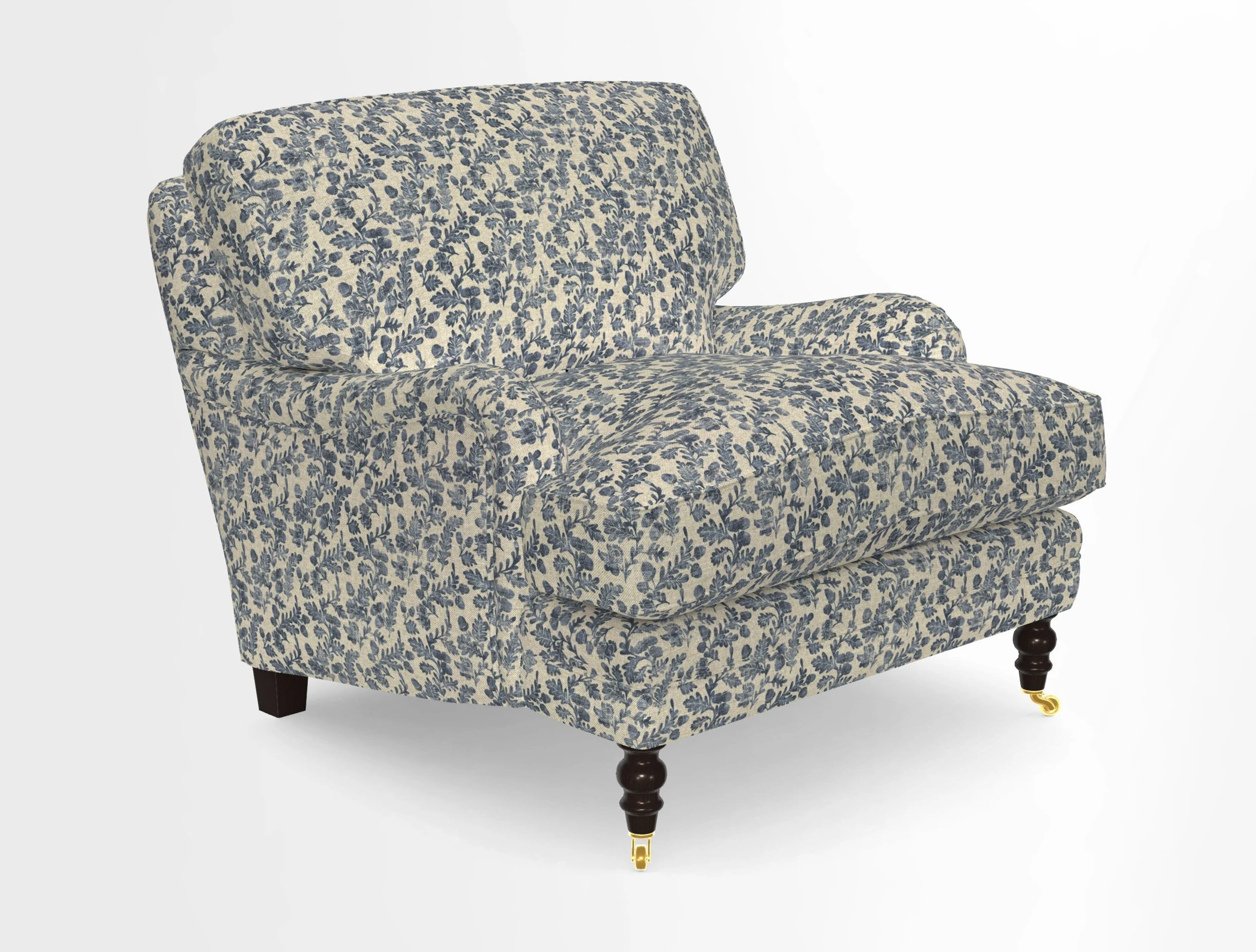 Coates Chair in RHS Gertrude Jekyll Lattice Blue with Seat and Back Cushions in Mohair Velvet Indigo