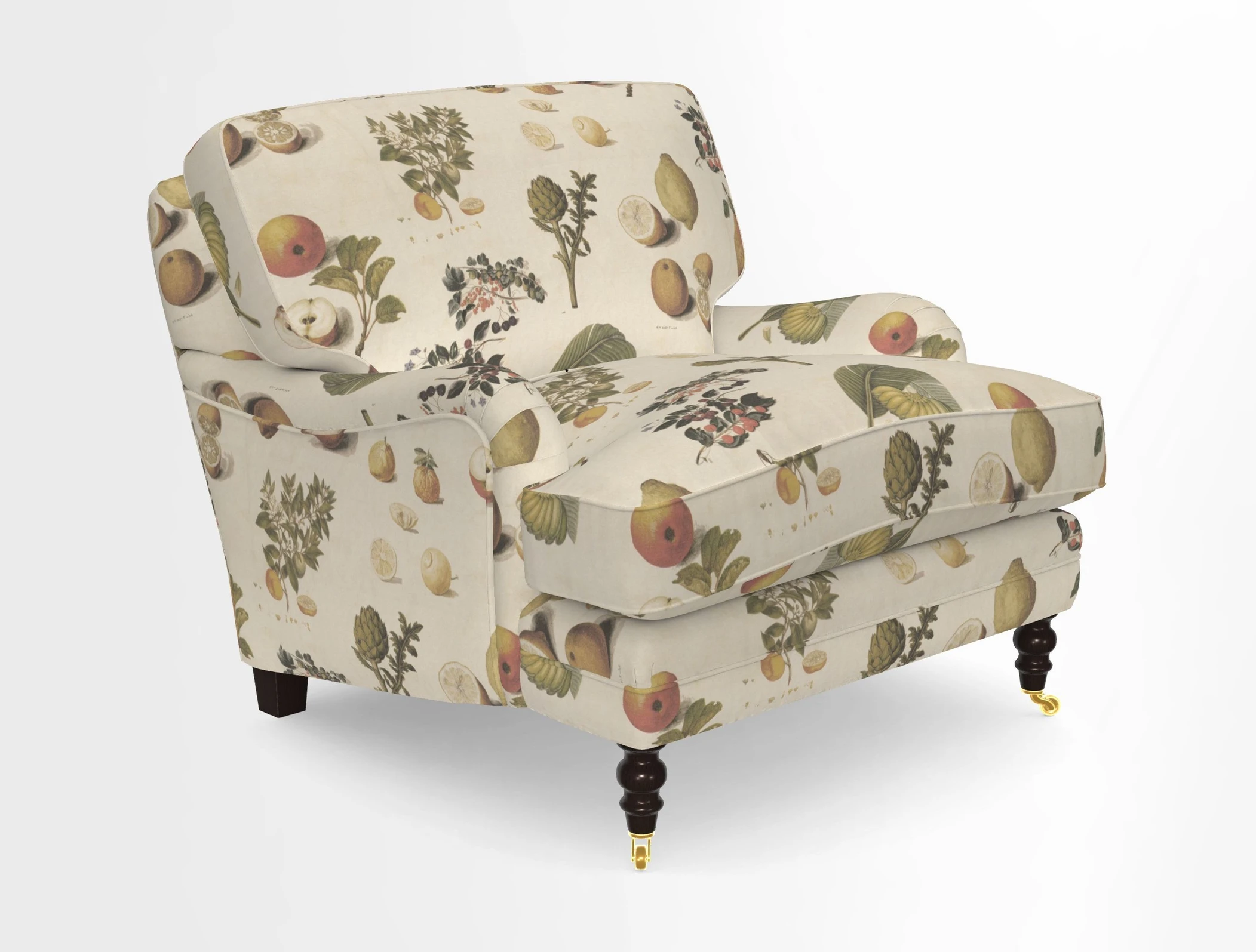 Coates Chair in RHS Gertrude Jekyll Lattice Blue with Seat and Back Cushions in Mohair Velvet Indigo