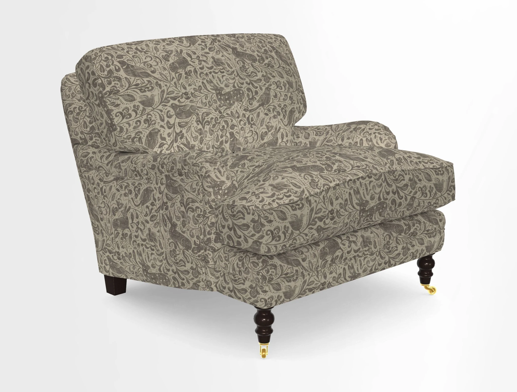 Coates Chair in RHS Gertrude Jekyll Lattice Blue with Seat and Back Cushions in Mohair Velvet Indigo