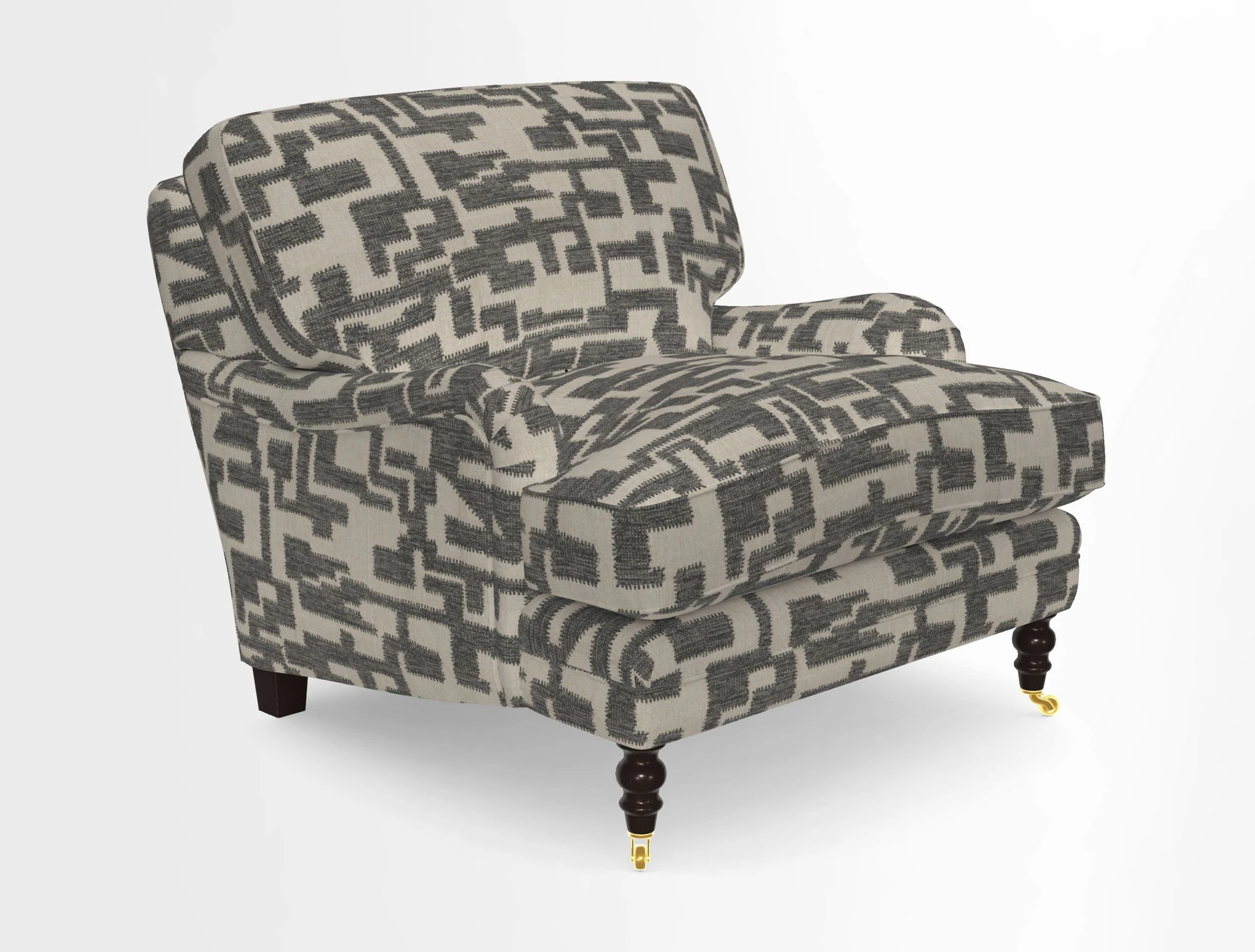 Coates Chair in RHS Gertrude Jekyll Lattice Blue with Seat and Back Cushions in Mohair Velvet Indigo