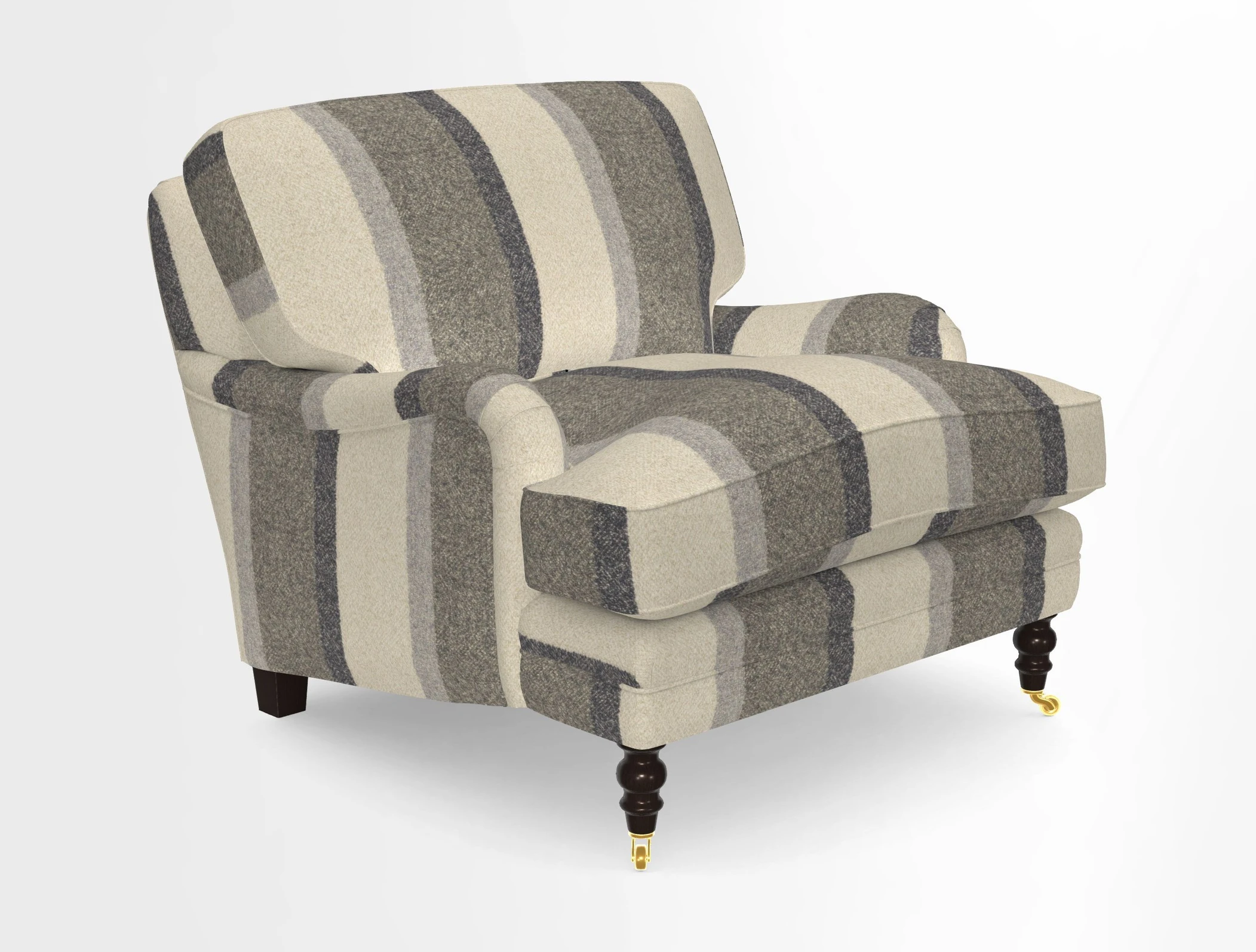 Coates Chair in RHS Gertrude Jekyll Lattice Blue with Seat and Back Cushions in Mohair Velvet Indigo