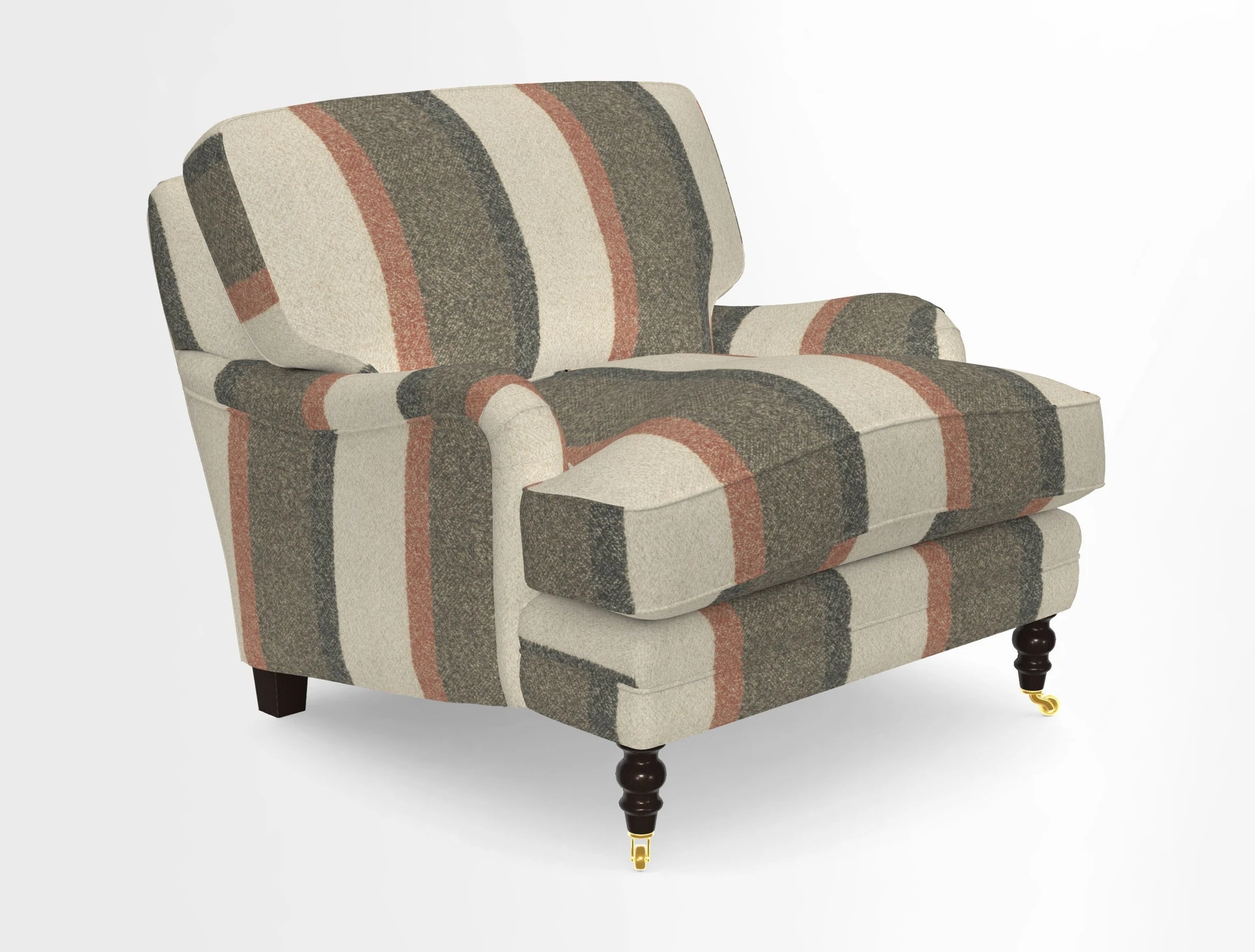 Coates Chair in RHS Gertrude Jekyll Lattice Blue with Seat and Back Cushions in Mohair Velvet Indigo