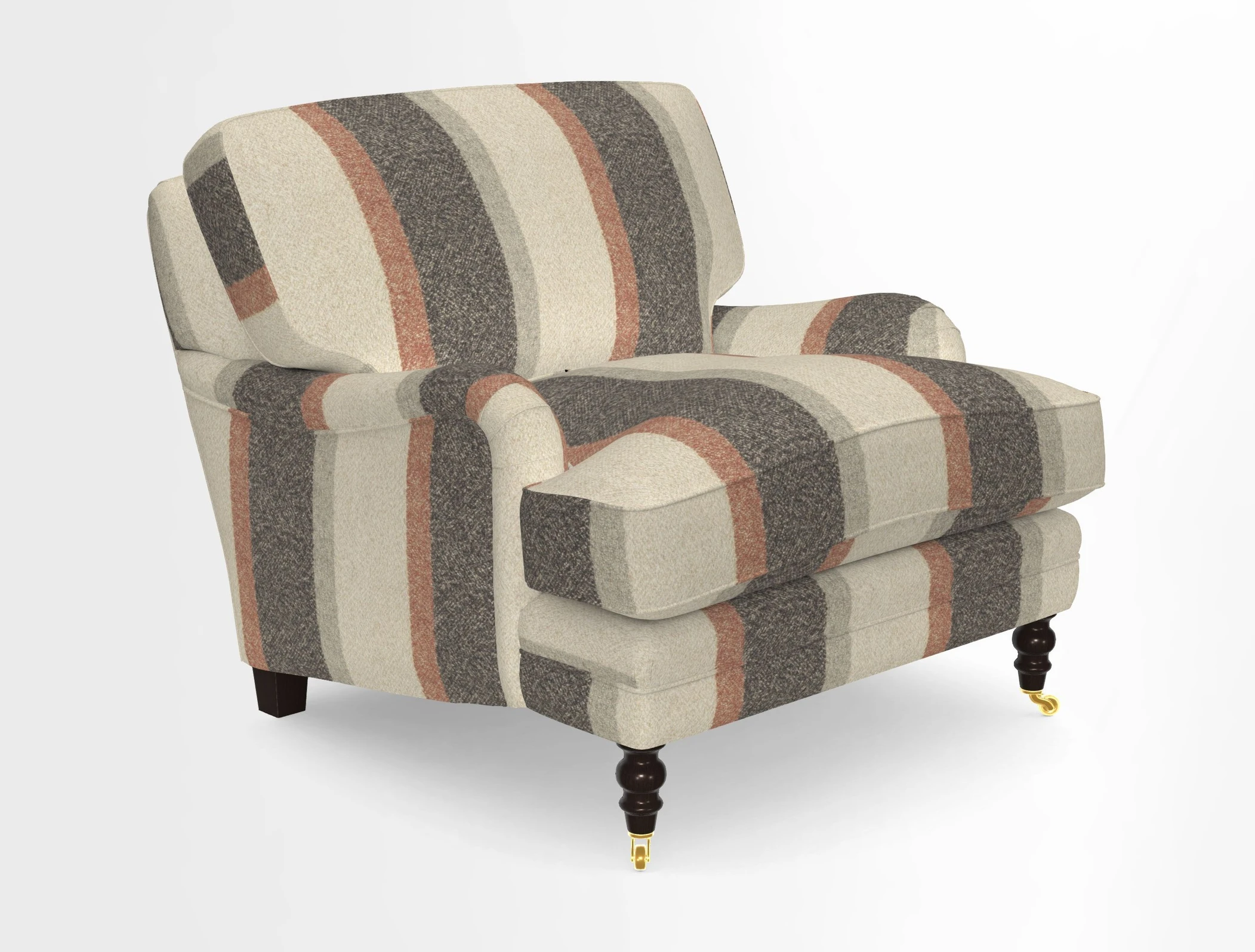 Coates Chair in RHS Gertrude Jekyll Lattice Blue with Seat and Back Cushions in Mohair Velvet Indigo