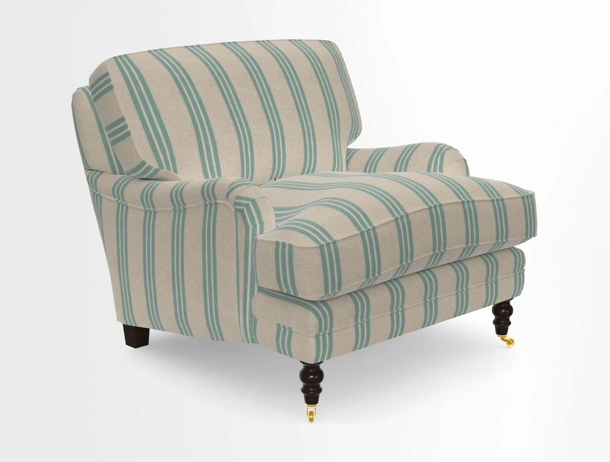 Coates Chair in RHS Gertrude Jekyll Lattice Blue with Seat and Back Cushions in Mohair Velvet Indigo