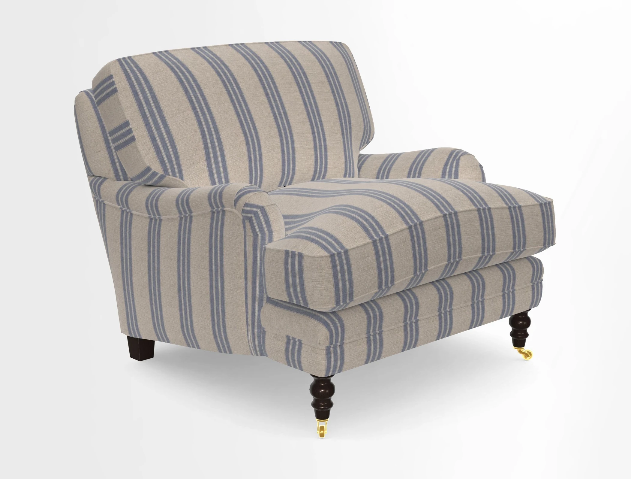 Coates Chair in RHS Gertrude Jekyll Lattice Blue with Seat and Back Cushions in Mohair Velvet Indigo