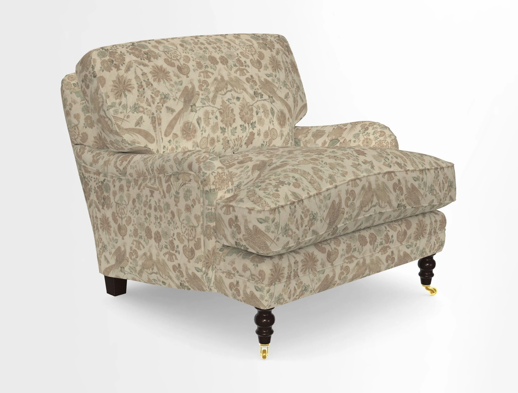 Coates Chair in RHS Gertrude Jekyll Lattice Blue with Seat and Back Cushions in Mohair Velvet Indigo
