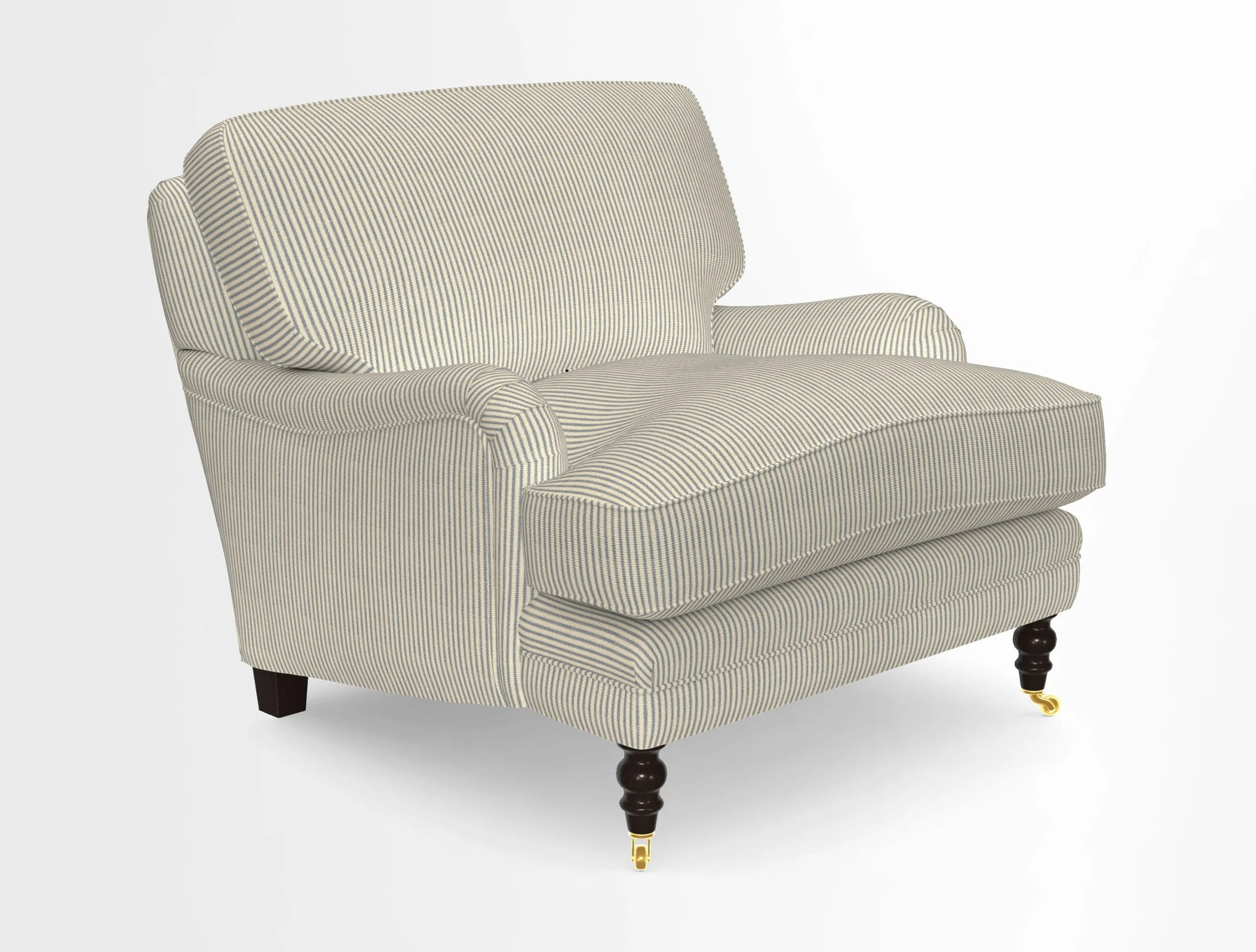 Coates Chair in RHS Gertrude Jekyll Lattice Blue with Seat and Back Cushions in Mohair Velvet Indigo