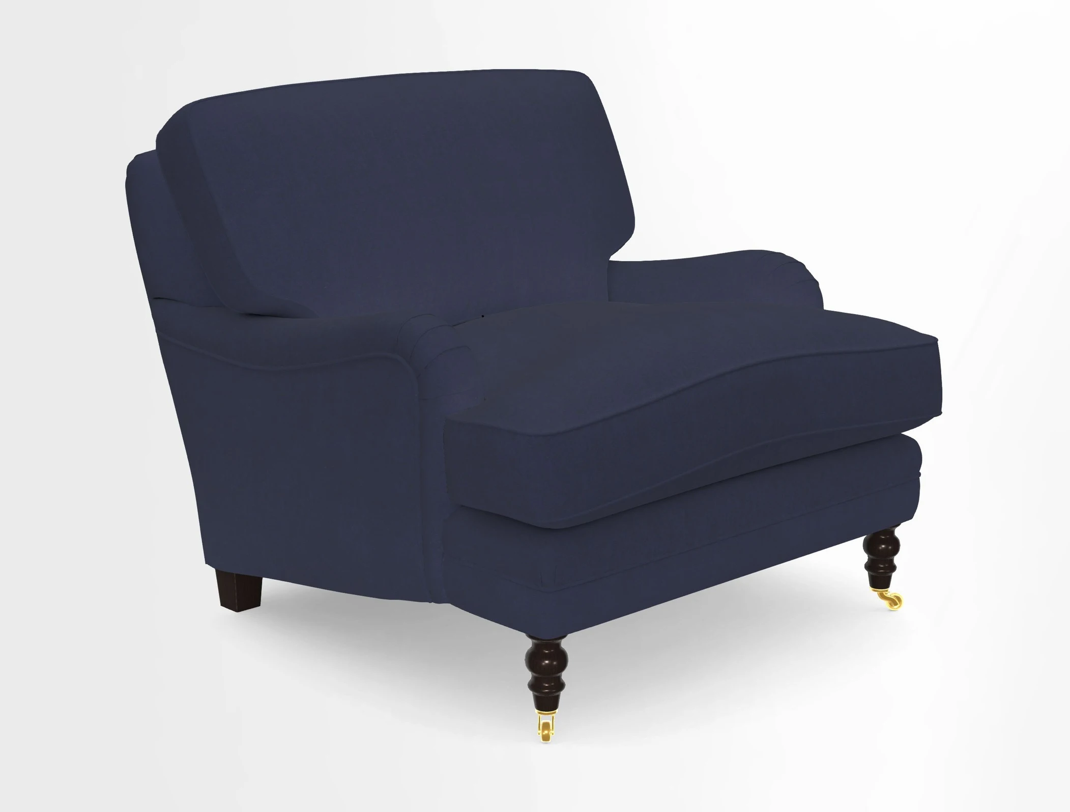 Coates Chair in RHS Gertrude Jekyll Lattice Blue with Seat and Back Cushions in Mohair Velvet Indigo