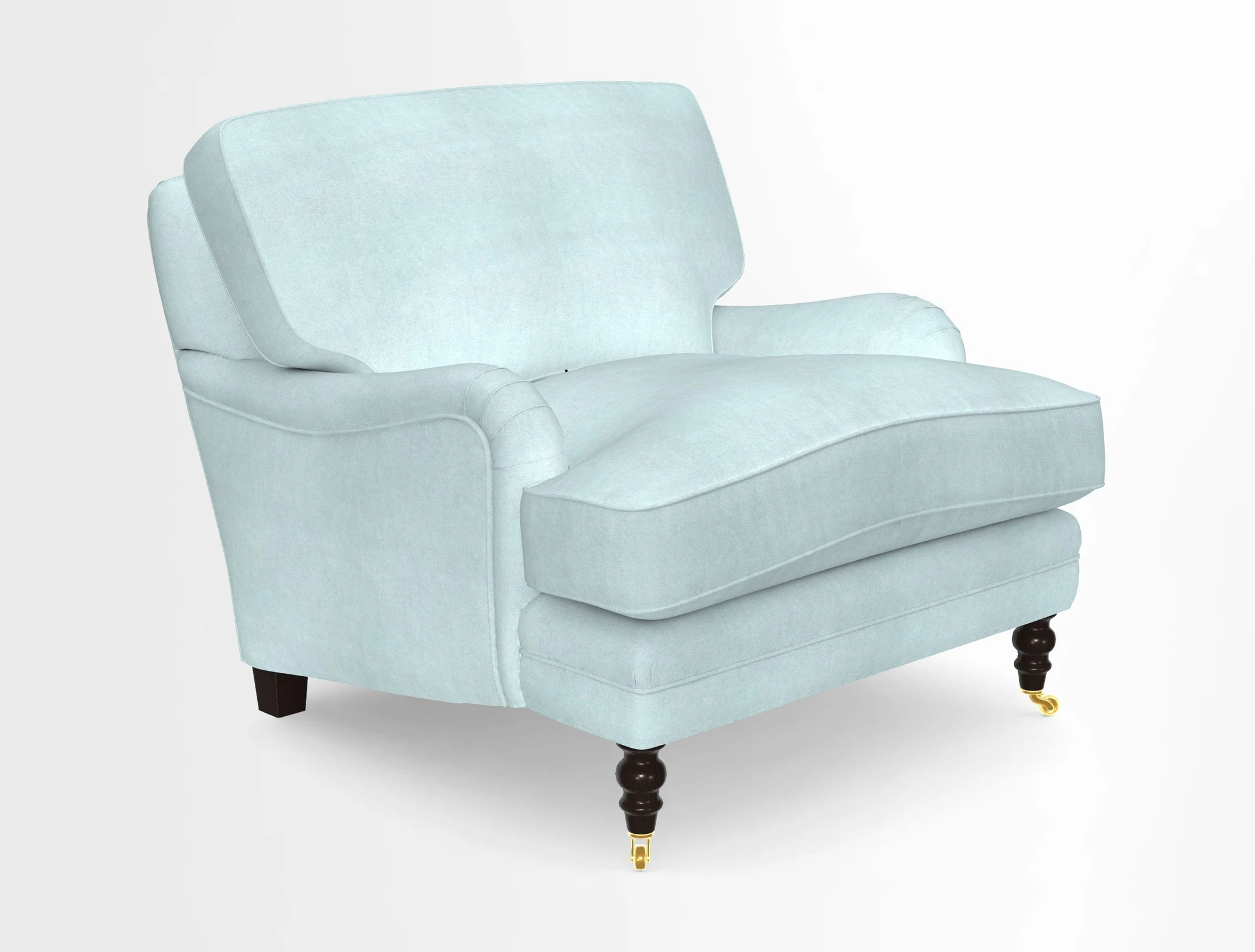 Coates Chair in RHS Gertrude Jekyll Lattice Blue with Seat and Back Cushions in Mohair Velvet Indigo