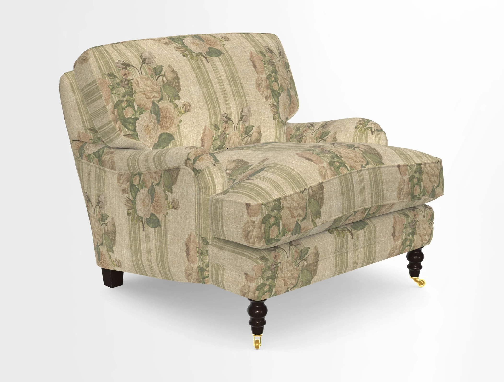 Coates Chair in RHS Gertrude Jekyll Lattice Blue with Seat and Back Cushions in Mohair Velvet Indigo