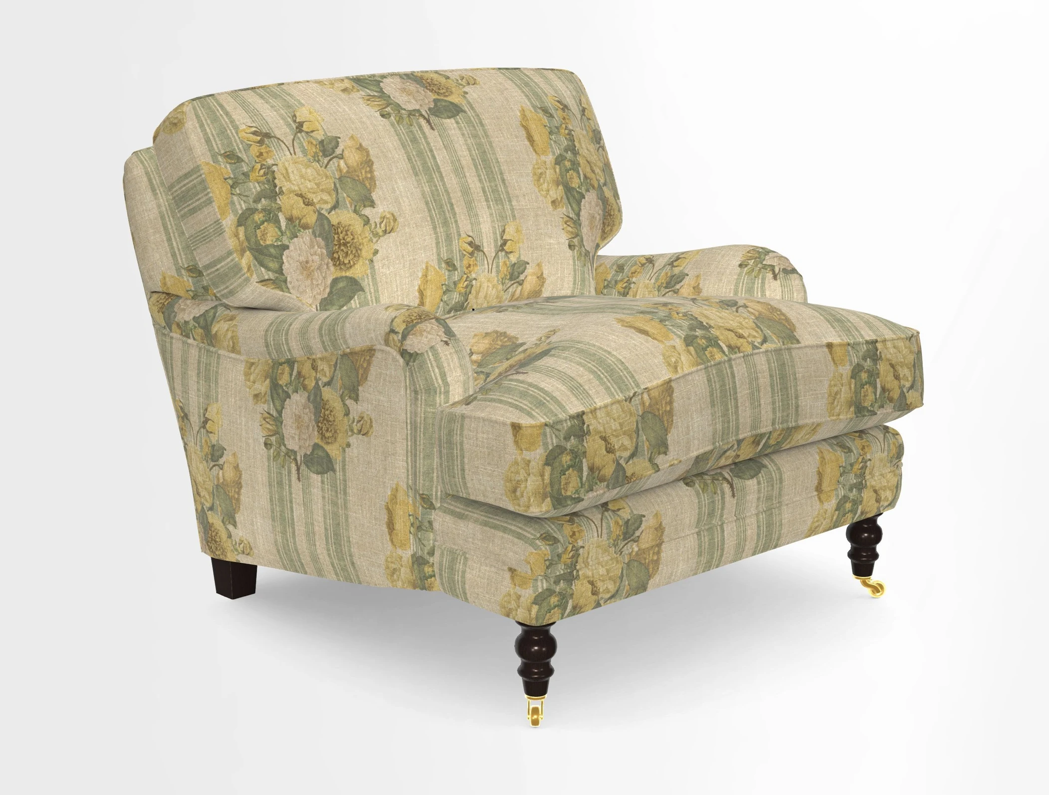 Coates Chair in RHS Gertrude Jekyll Lattice Blue with Seat and Back Cushions in Mohair Velvet Indigo