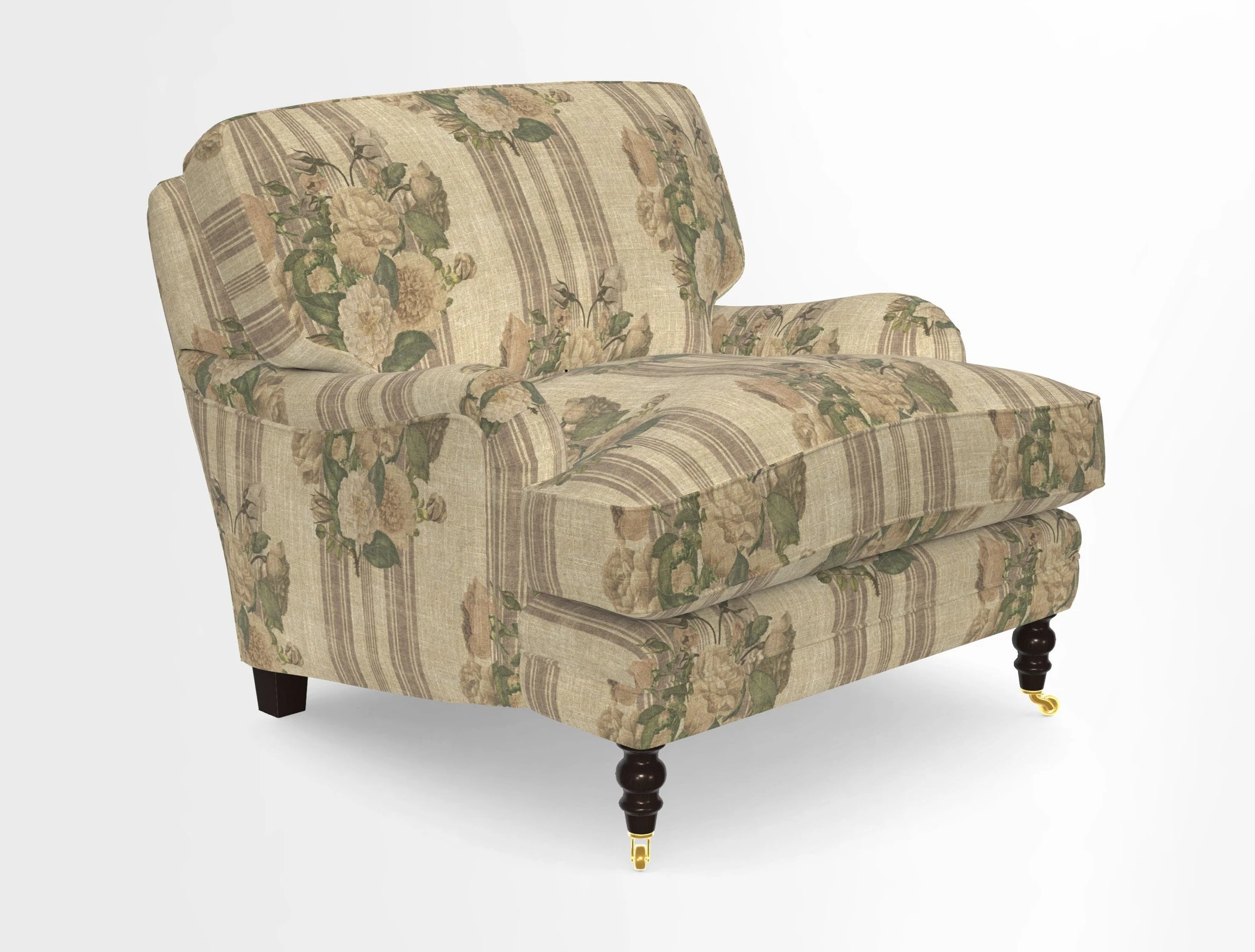 Coates Chair in RHS Gertrude Jekyll Lattice Blue with Seat and Back Cushions in Mohair Velvet Indigo