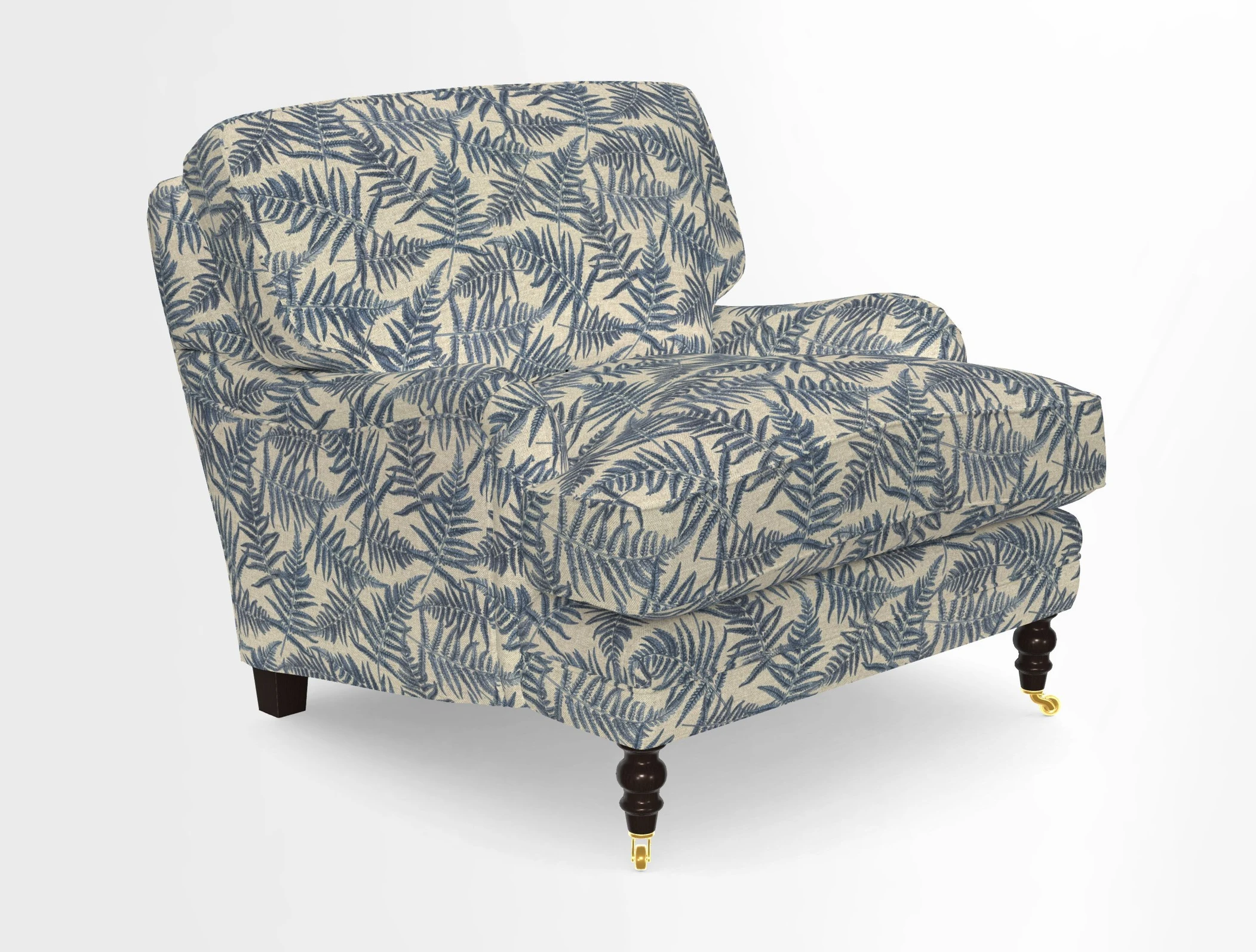 Coates Chair in RHS Gertrude Jekyll Lattice Blue with Seat and Back Cushions in Mohair Velvet Indigo