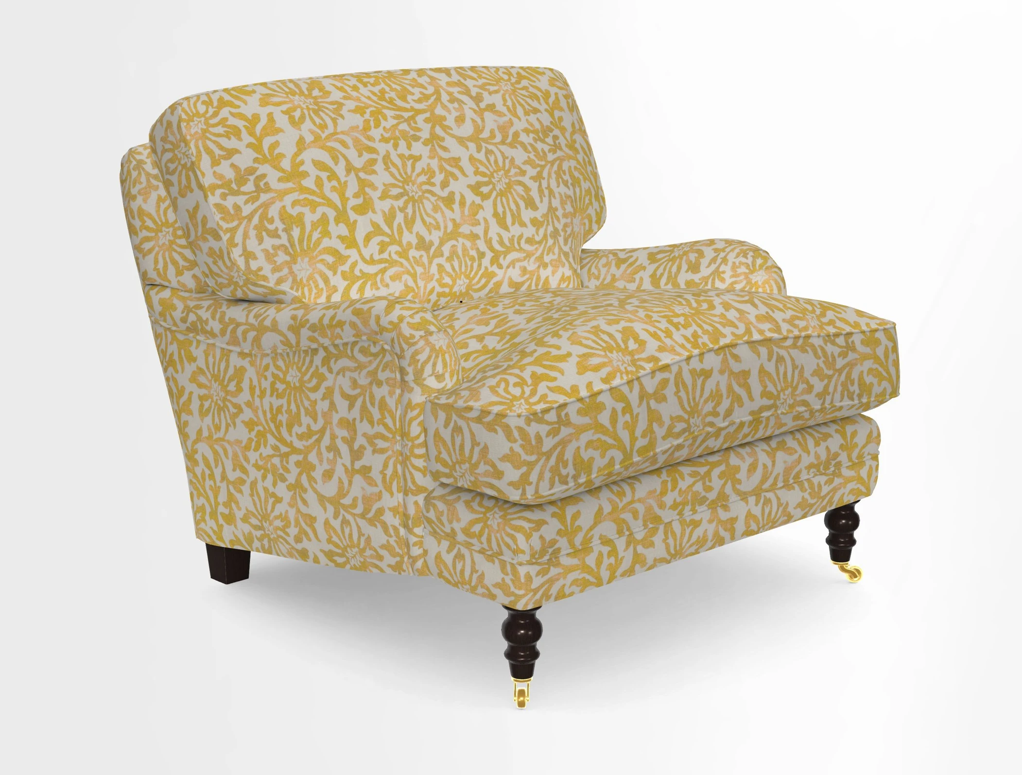 Coates Chair in RHS Gertrude Jekyll Lattice Blue with Seat and Back Cushions in Mohair Velvet Indigo