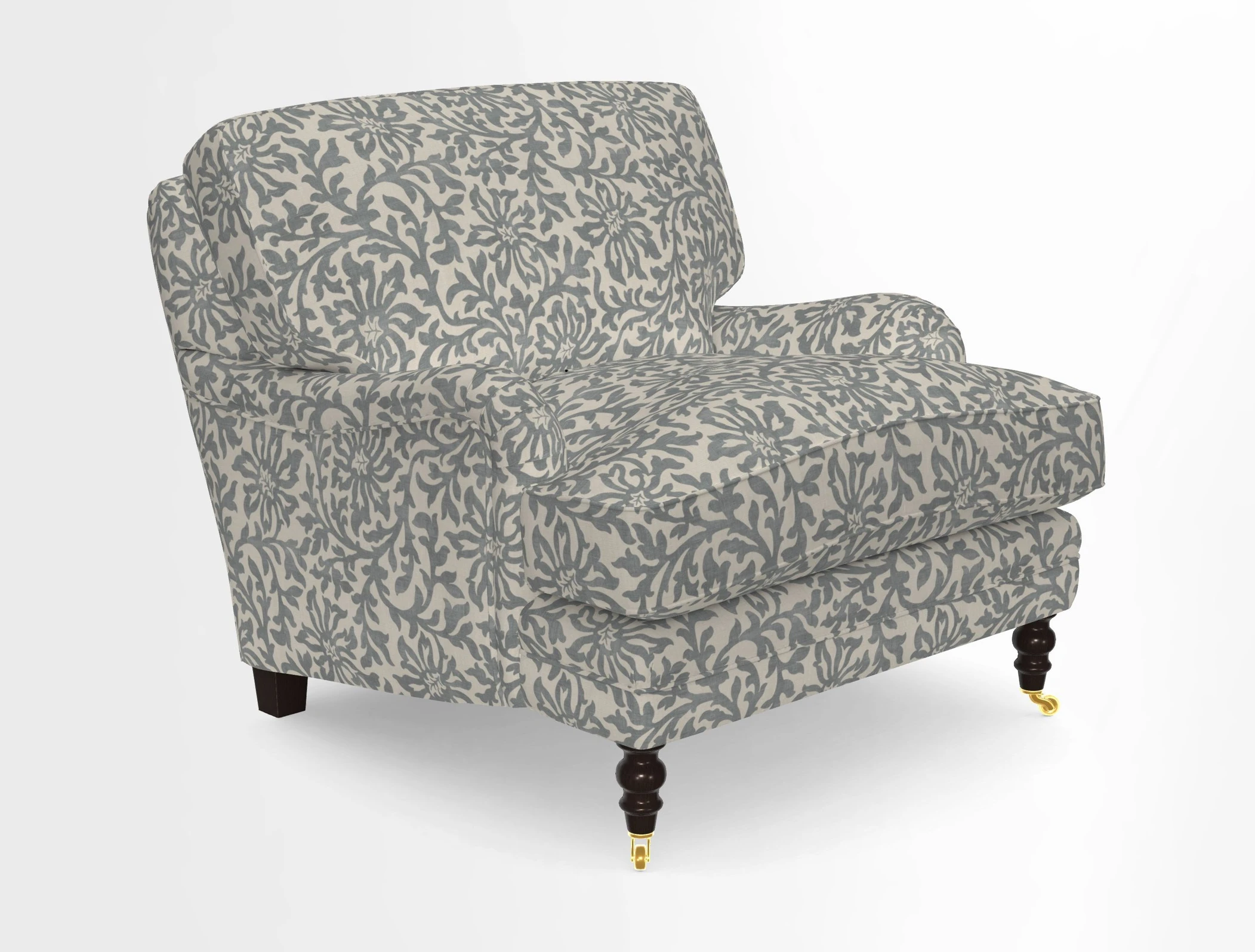 Coates Chair in RHS Gertrude Jekyll Lattice Blue with Seat and Back Cushions in Mohair Velvet Indigo