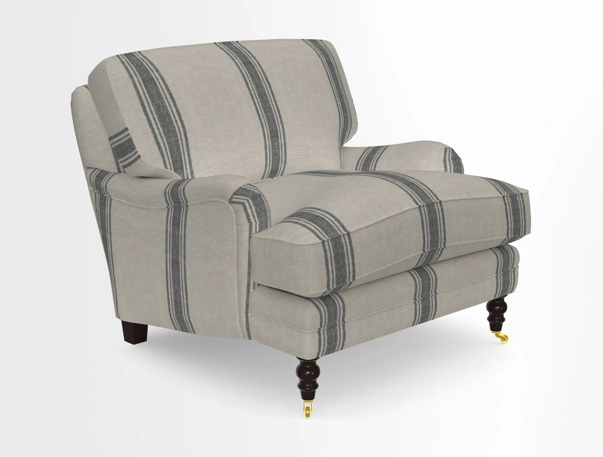 Coates Chair in RHS Gertrude Jekyll Lattice Blue with Seat and Back Cushions in Mohair Velvet Indigo