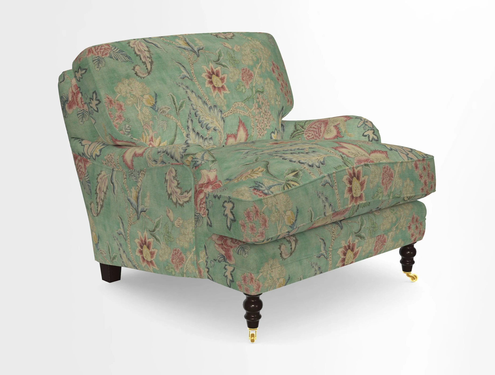 Coates Chair in RHS Gertrude Jekyll Lattice Blue with Seat and Back Cushions in Mohair Velvet Indigo