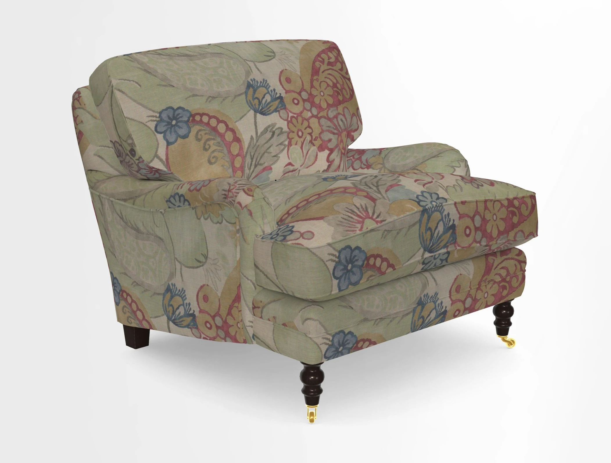 Coates Chair in RHS Gertrude Jekyll Lattice Blue with Seat and Back Cushions in Mohair Velvet Indigo