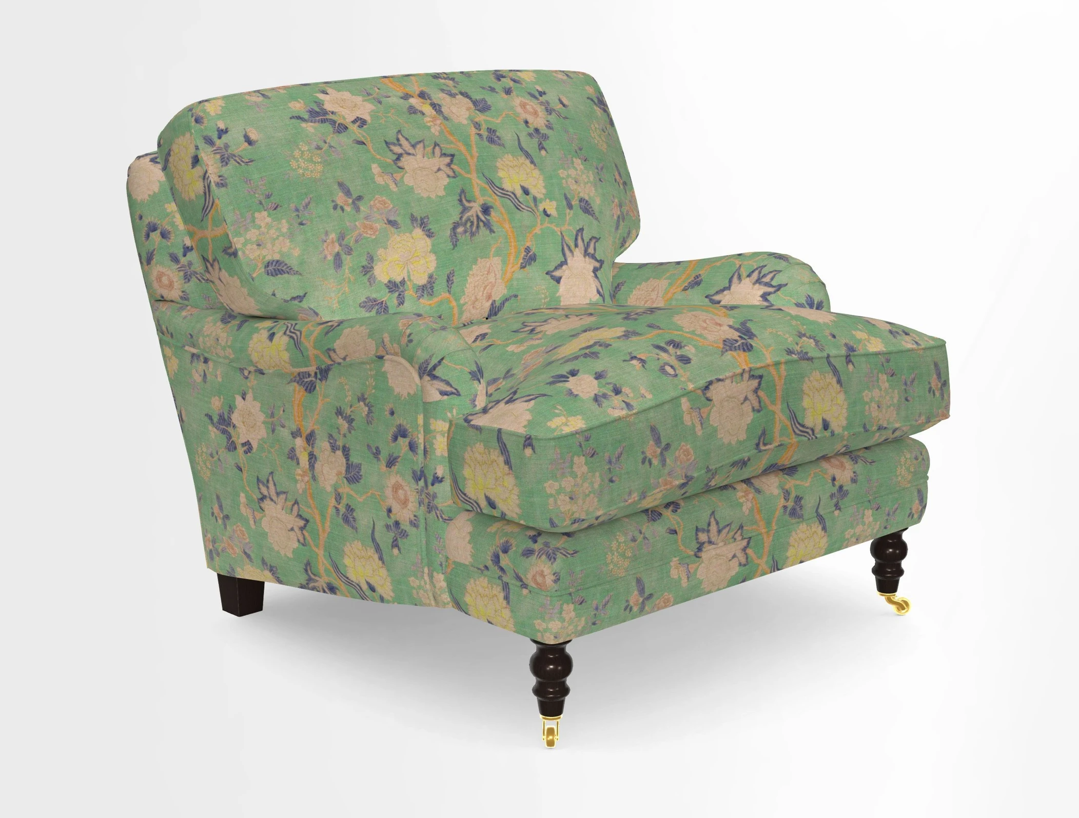 Coates Chair in RHS Gertrude Jekyll Lattice Blue with Seat and Back Cushions in Mohair Velvet Indigo